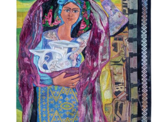 Al Sabiya Enlightens your night, Iraq | Mixed Media & Collage on Treated Tent Fabric | 214x80cm | 2010