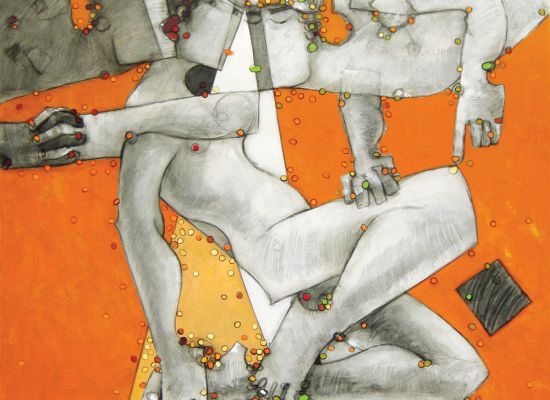 acrylic and crayon on canvas 115x120cm