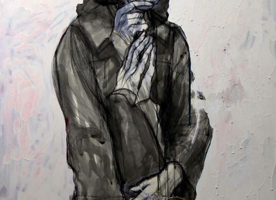 Weaam El-masry - 120 x 80 cm, pen, acrylic and glass colours on hard paper, 2013