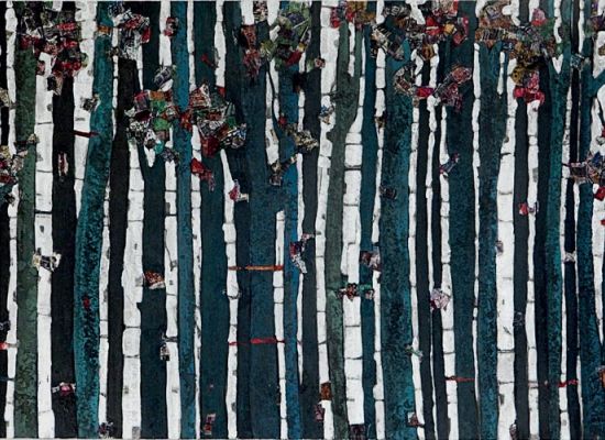 My city trees 2, Mixed Media, and Collage on Canvas, 200x100cm, 2010