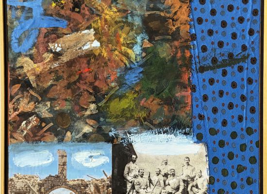 Suakin 05 45 x 45 cm, Oil, Collage and Printing Ink on Wood, 2014