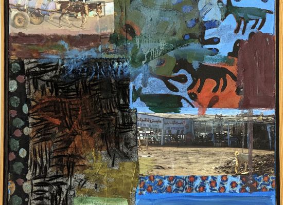 Suakin 06 45 x 45 cm, Oil, Collage and Printing Ink on Wood, 2014