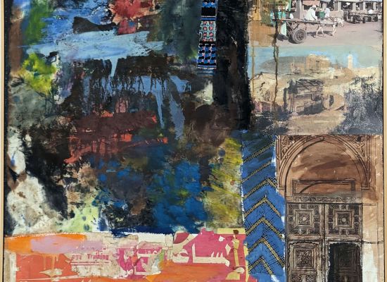 Suakin 07 76 x 76 cm, Oil, Collage and Printing Ink on Wood, 2014