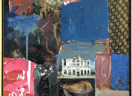 Suakin 11 45 x 45 cm, Oil, Collage and Printing Ink on Wood, 2014