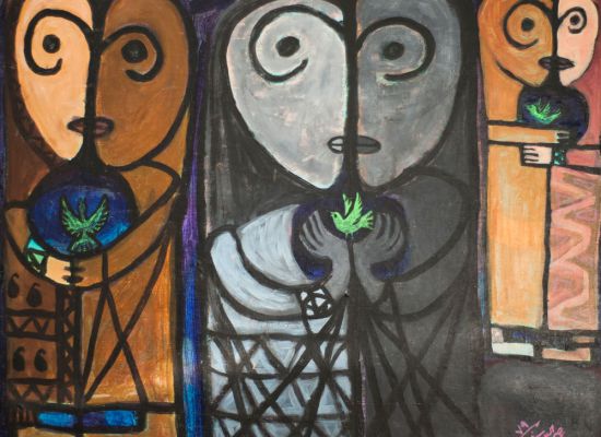 1979, Protecting the Green Bird, 79cm x 68cm