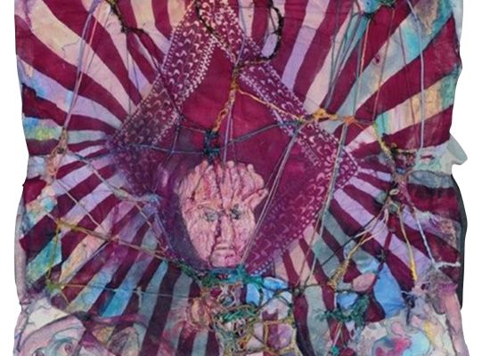 A Fire Mantle for Me and Him 2 | Mixed Media & Collage on Treated Tent Fabric | 130x100cm | 2010