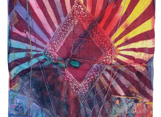 A Fire Mantle for Me and Him 1 | Mixed Media & Collage on Treated Tent Fabric | 146x100cm | 2010