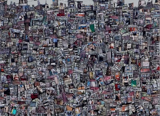 My city my love 1, Mixed Media, and Collage on Canvas, 220x180cm, 2010