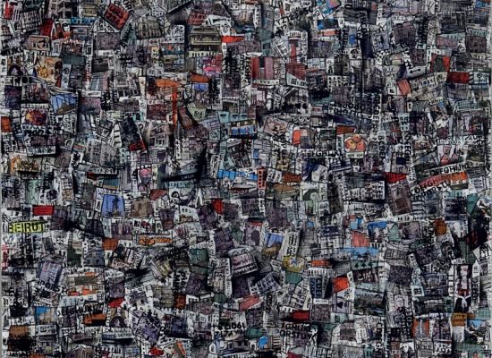 My city my love 2, Mixed Media, and Collage on Canvas, 220x180cm, 2010