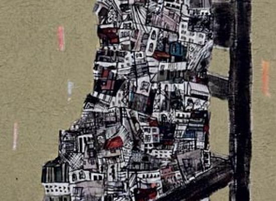 Portrait of my city 3, Mixed Media, and Collage on Canvas, 170x50cm, 2010
