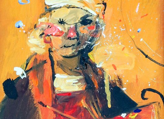 Mohammed Al mahdi - A greeting to Rembrandt, Acrylic on canvas, 24x18cm, 2017