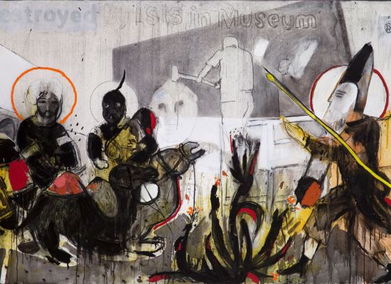 Abed-Alkadiri,-Destroyed-by-ISIS-in-Museum,-2015,-Oil-and-Charcoal-on-ca...