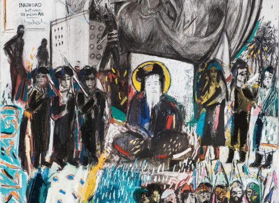 Abed-Alkadiri,-The-Round-City--Oil-and-Charcoal-on-canvas,-144-x-89