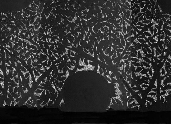 Pomegranate Tree 2017 Mixed media on paper 168 x 75cm