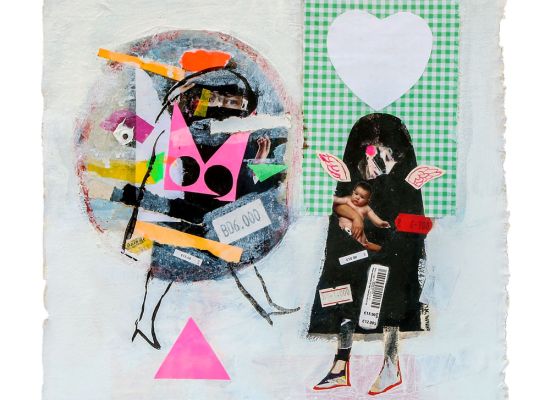 MOHAMMED ALMAHDI - I have a baby, 32x32 cm, Mixed media on paper, 2016