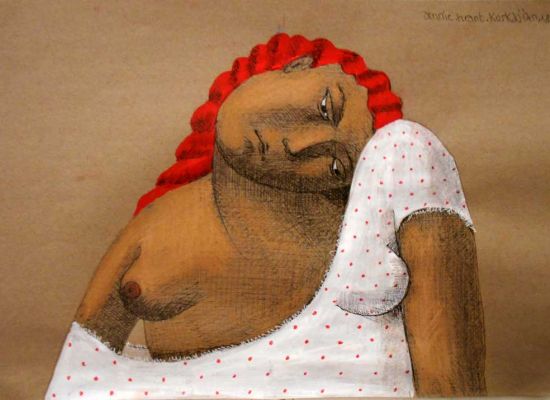 Annie-Kurkdjian-Woman,-Pastel-and-acrylic-on-paper,-30x42cm,-2018