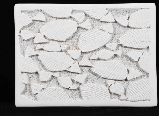 Aysha-Hafuz,-Fish-Mural,-Stone,-33x45x3cm,-2019