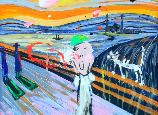 Mohammed Al mahdi - Cry, it's time for prayer, Acrylic on canvas, 26x26cm, 2016