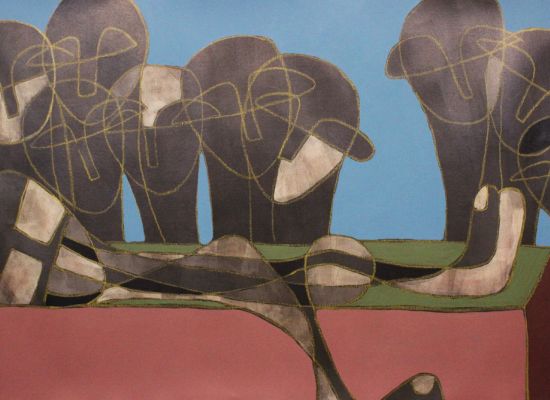 Mazen Khaddaj - Death bed, 150 x 100cm, Mixed media, 2017