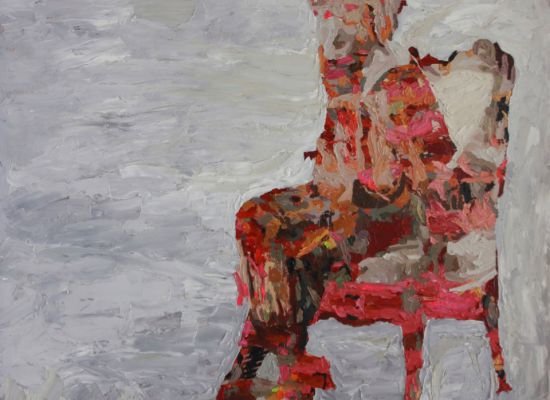 On my chair | 110x109 cm | Oil & mixed media on canvas