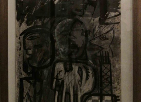 Hanaa Malallah, 1993, Ink and charcol on hardbord, 80 x 53cm