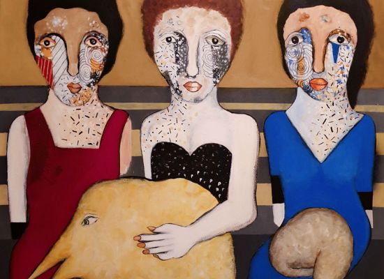 Hilda-Hiary,-We-are-Three,-Acrylic-on-canvas,-135x135cm,-2019