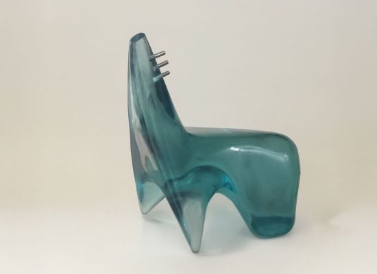 Untitled, Cold worked glass and stainless steel, 26x24x16cm, 2024