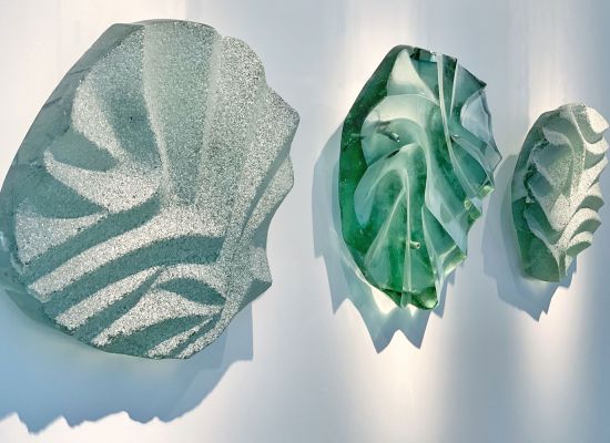 Islands of Memory - (a)46x41x6cm - (b) 48x 44x6cm -(c) 48x 40 x6cm - Hand sculpted glass 2018