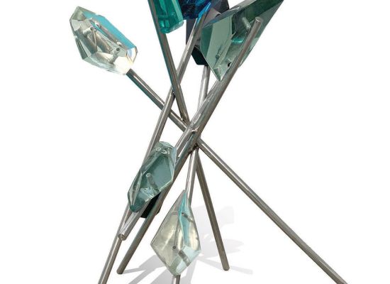 JAMAL ALYOUSIF - Fragmented Memory - 70 x 73 x 107 cm - Hand sculpted glass and stainless steel 2018