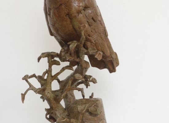 JIVKO | Owl on a branch | Bronze Pisis Unique,Variant | 23 x 42cm (WxH) | 2010