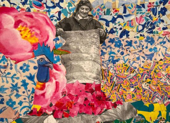 Latifa Al Sheikh - Harvest of Memory, 25x30 cm (without frame), collage on handmade palm paper, 2024