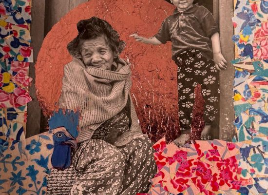 Latifa Al Sheikh - Tales of time, 25x30 cm (without frame), collage on handmade palm paper, 2024