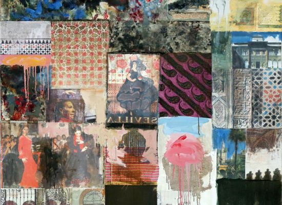 Sevilla, Paris | Oil and collage on canvas | 150x150cm | 2009