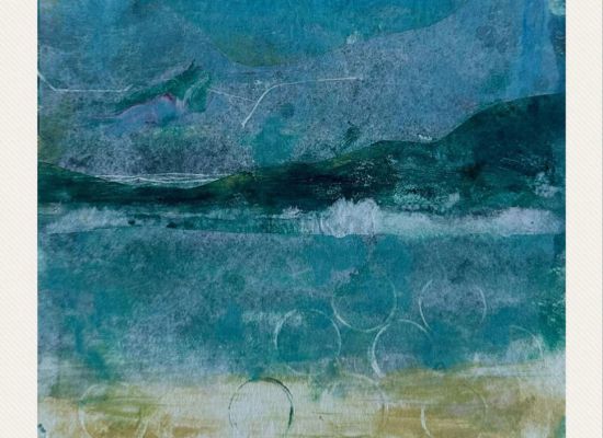 MONA ALMOATAZ -Beyond blue 4, 15 x 15 cm, Mixed media, 2024