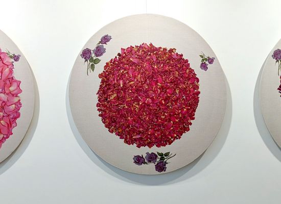 Nazar Yahya / Energy, 1 - 2 - 3, 122 x 122cm, Mixed media on rice paper on canvas, 2012