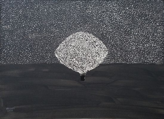 Resmi Al Kafaji, Pear Tree  Acrylic And Intervention On Paper  55 X 75 Cm  2015