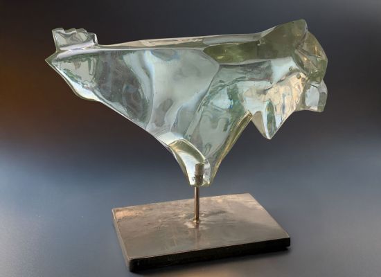 The Rooster - 30 x 20 x 43 cm - Hand sculpted glass  and steel 2018