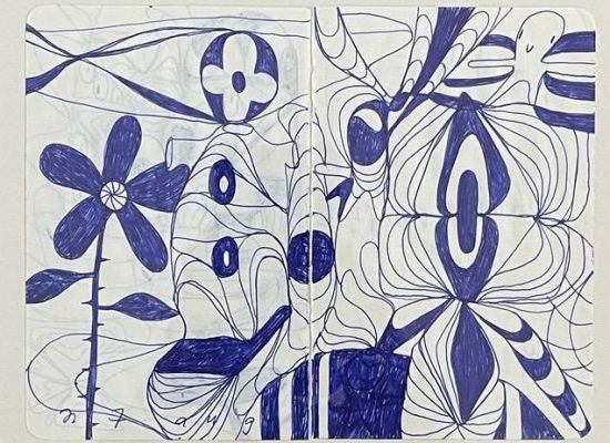 Salman Alnajem-Hades is good (sketch), 14cmx18cm, Ink on paper , 2024