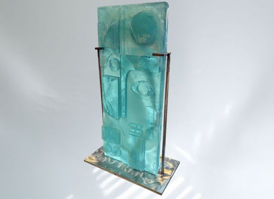 Untitled - 60x35x20cm Cast Glass and Stainless steel 2024