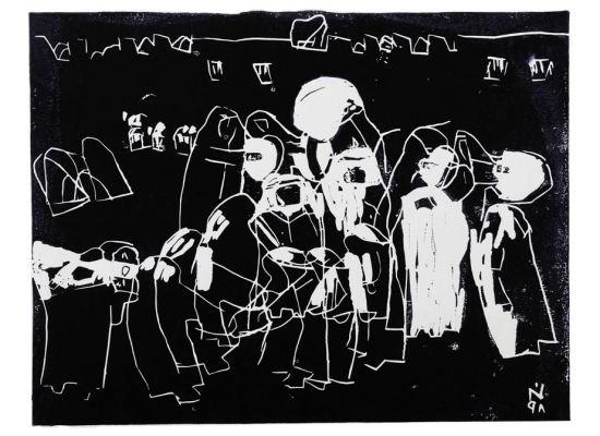 Traditional procession. 1998. Linoleum print. 51x40 cm.