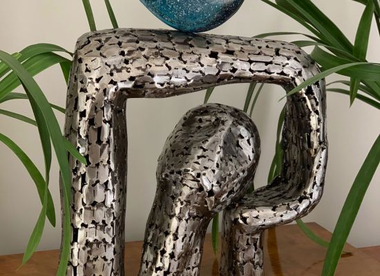 The Toy, Recycled metal and hand sculpted glass, 59x43x30cm, 2019