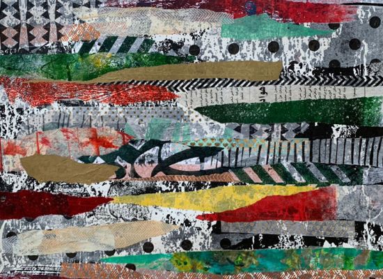 MONA ALMOATAZ - Untitled, 63 x 32 cm, Collage, 2024