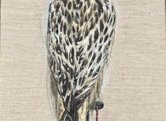 Zain Alrefaei - Al-Mubarqa, :30x20cm, acrylic on linen, 2025
