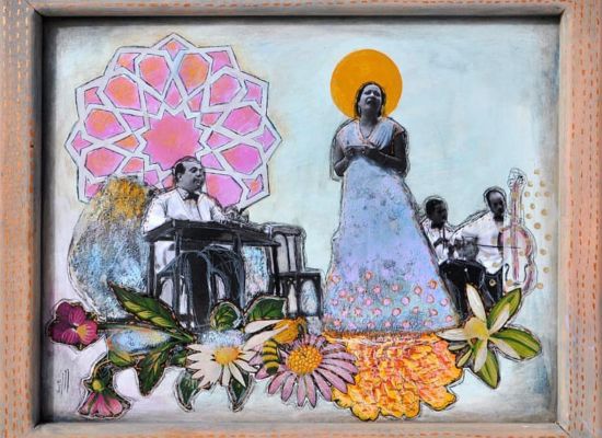 Noof Alrefaei - The party, 45x55cm, Mixed media on wood, 2019