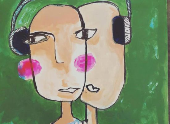 Farah Mattar - Music to my ears, 25cmx25cm, Acrylic on paper, 2025