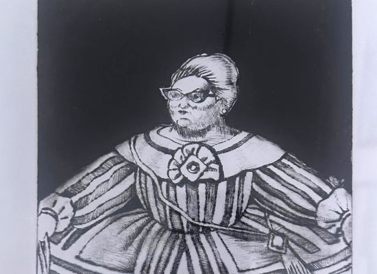 Mohammed Almahdi - Greeting To Fernando Botero, 15x15cm, Edition 3/5, Dry point, 2022