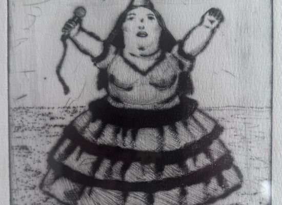 Mohammed Almahdi - Greeting To Fernando Botero, 15x15cm, Edition 1/5, Dry point, 2022