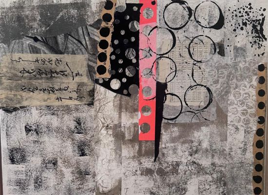 Mariam Jumaan - Untitled,30x40cm, mixed media and collage on canvas panel, 2024