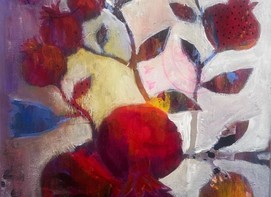 Maryam Mousakhani - fruit of fire, 36x46cm, acrylic on canvas, 2024