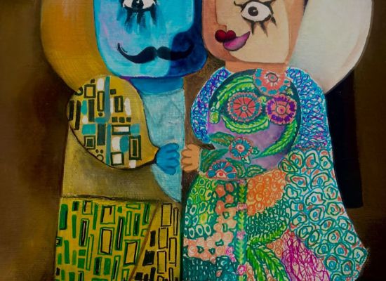 Mariam Alsindi - Lovers, 30x20cm, acrylic on canvas, 2024